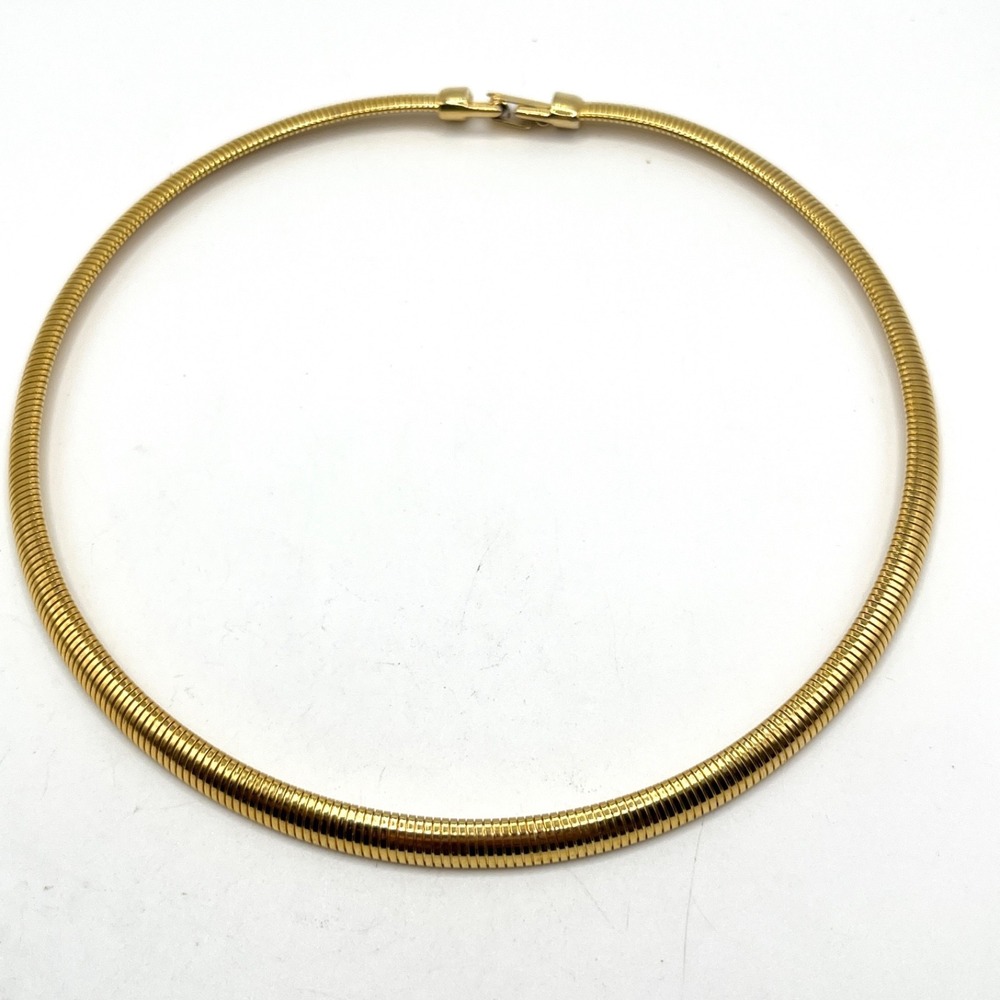 Vintage Gold Tone Omega Choker Necklace Cleopatra 80s Style 17" - Picture 2 of 10